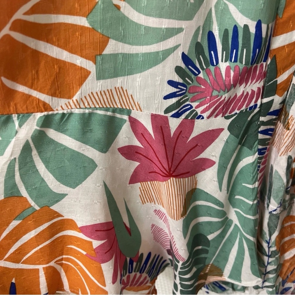 Nicole Miller Tropical Maxi Skirt Slit Button Front Boho Large Flowy Rayon Skirt - Picture 10 of 12
